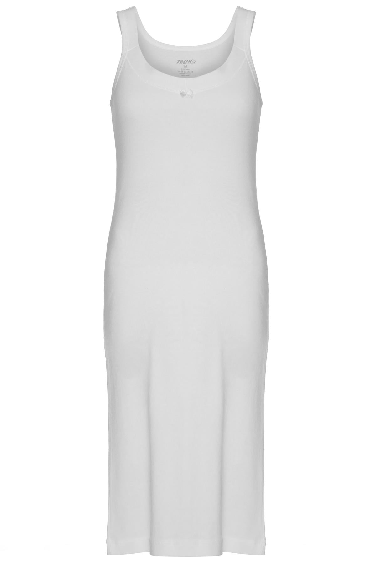 Tolin %100 Pamuk Bayan Biyeli Ribana Kombinezon Gecelik 1230