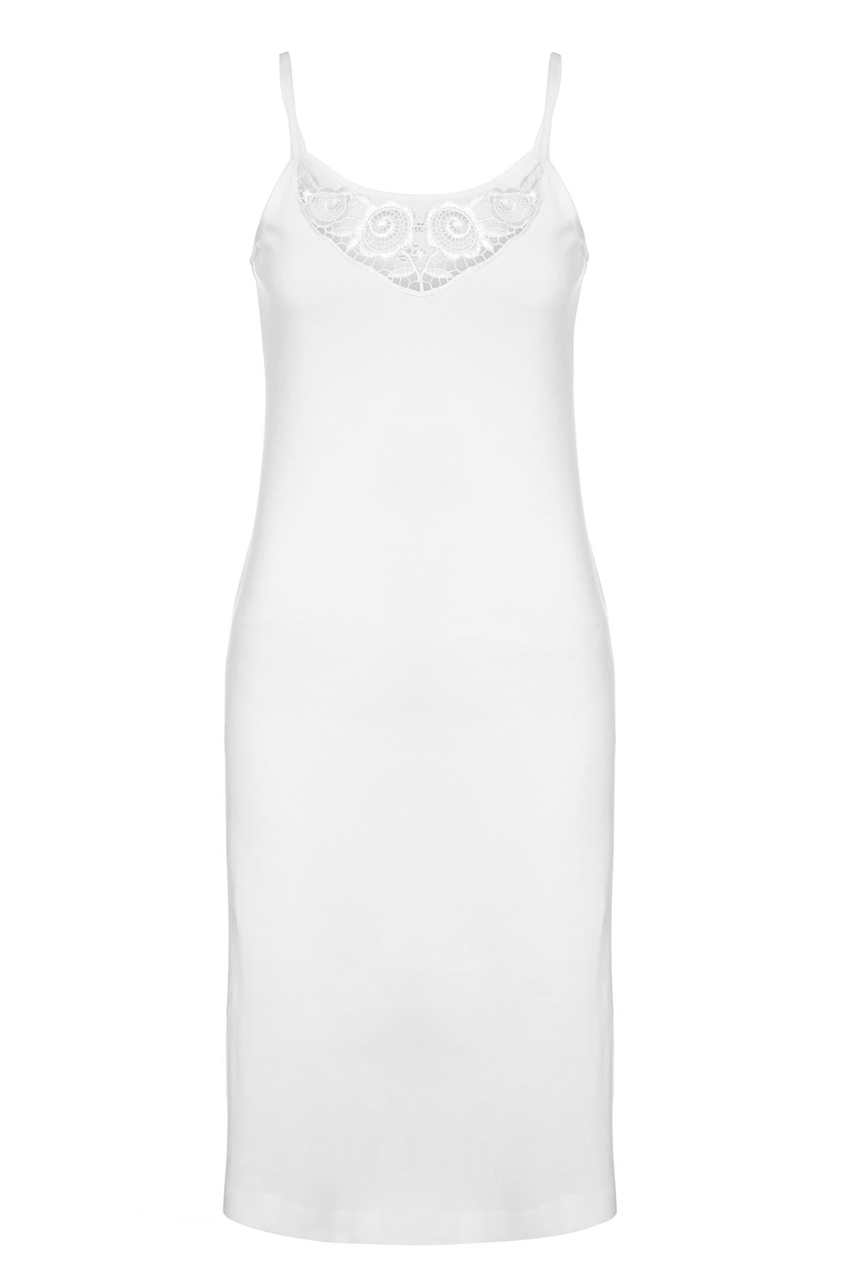 Tolin %100 Pamuk Bayan İp Askılı Güpürlü Kombinezon Gecelik 1228