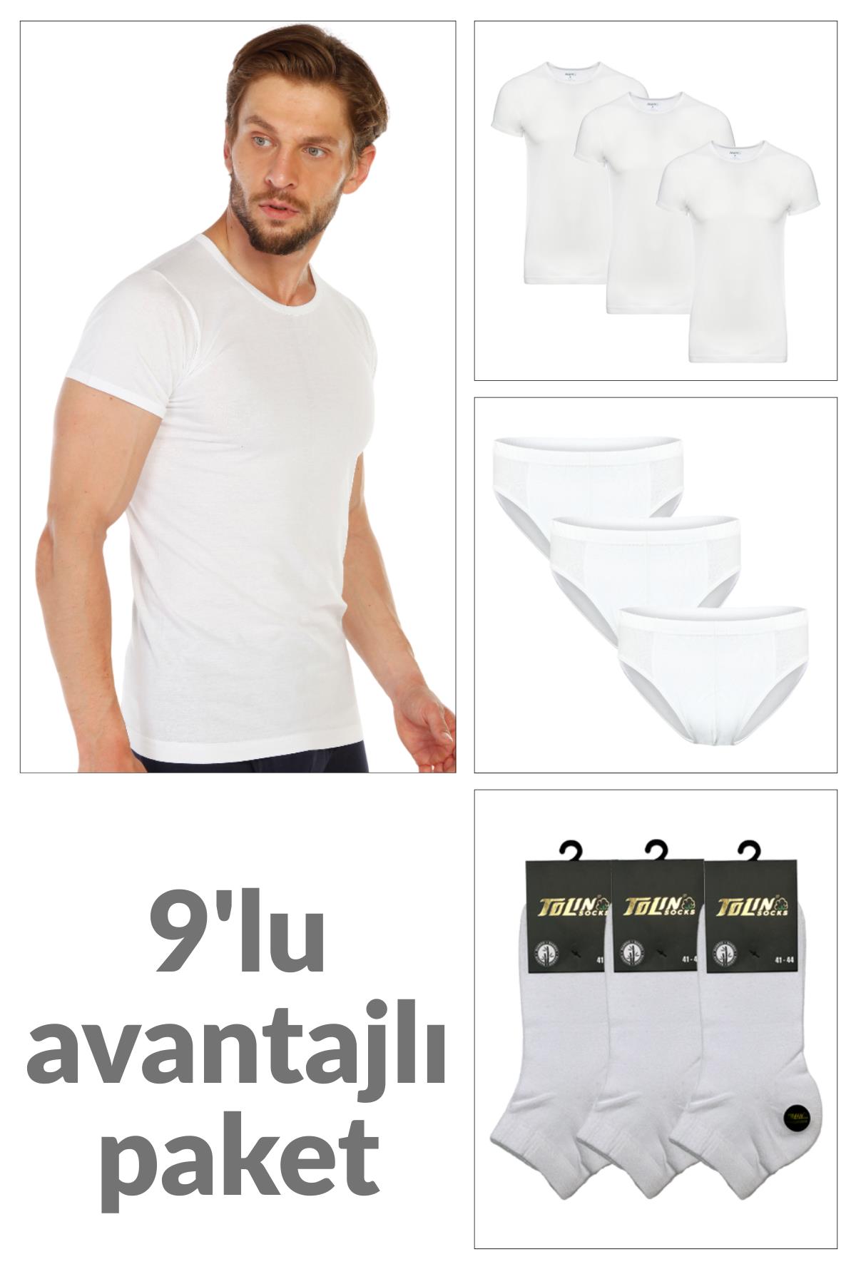 Erkek 3 lü Fanila, Külot ve Çorap İç Giyim Kombin Seti - SET2