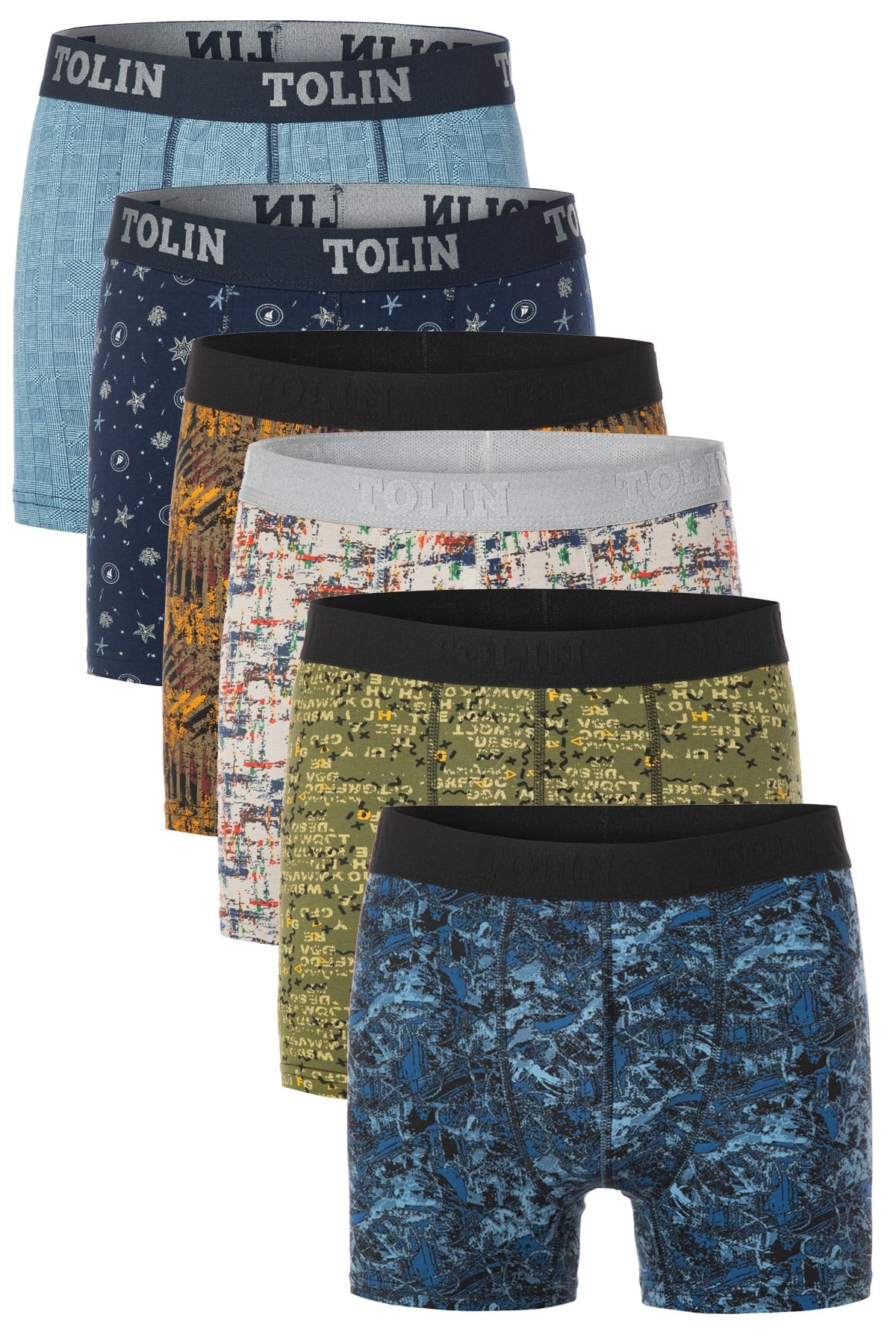 Men's 6 Pcs Single Jersey Cotton Elastane Colored Boxer Set 4147