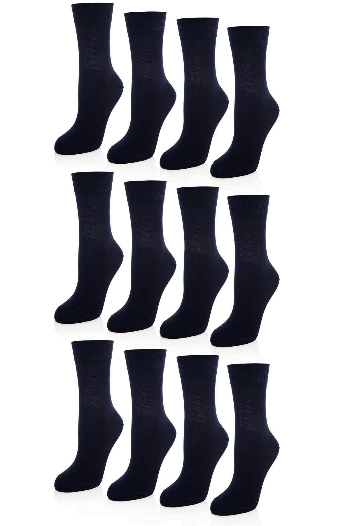 Kadın 12 li Bambu Diyabetik (Şeker) Sıkmayan Lastikli Çorap Seti 24408