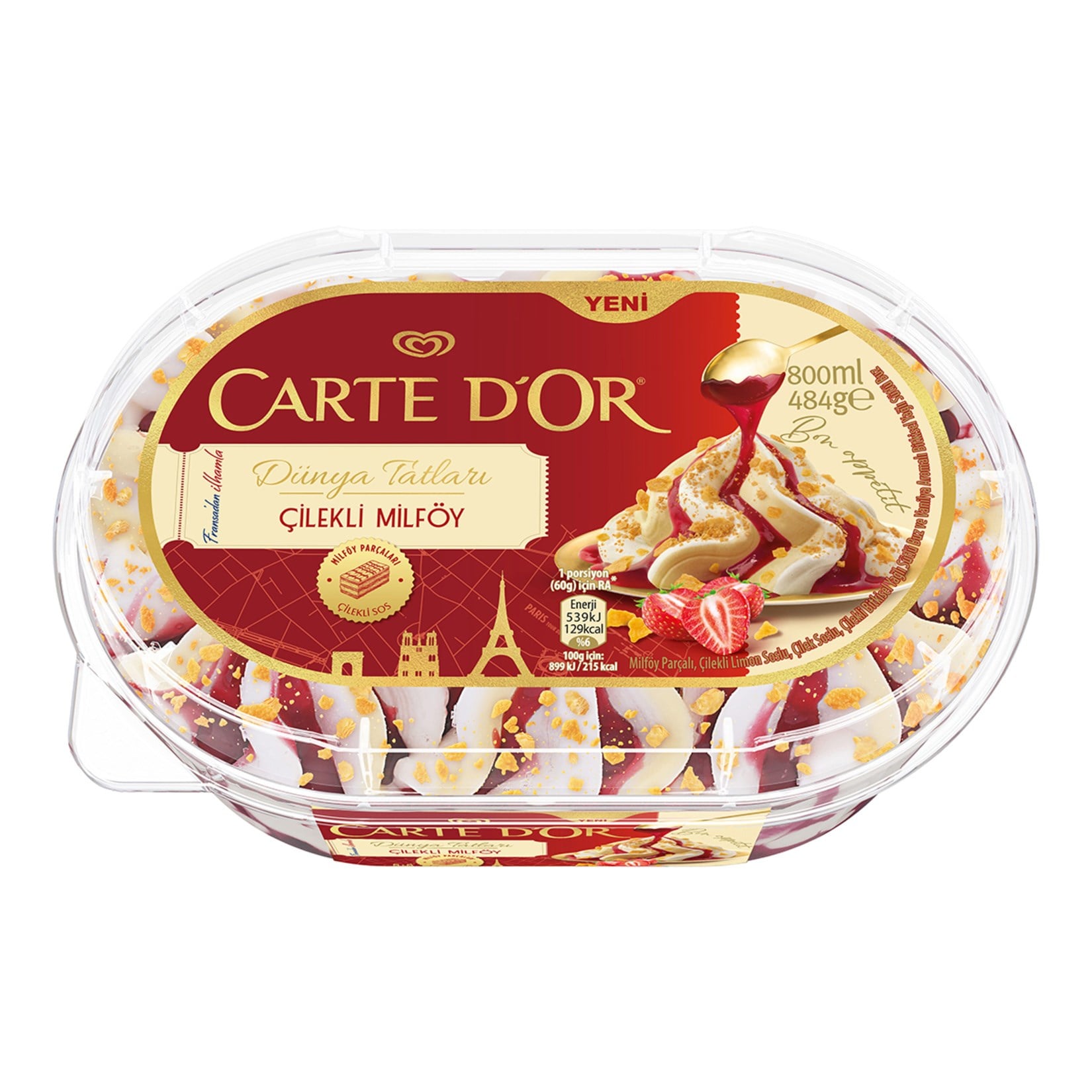 DondurmaAlgida Carte Dor Selection Dünya Tatlıları Çilekli Milföy 800 ml