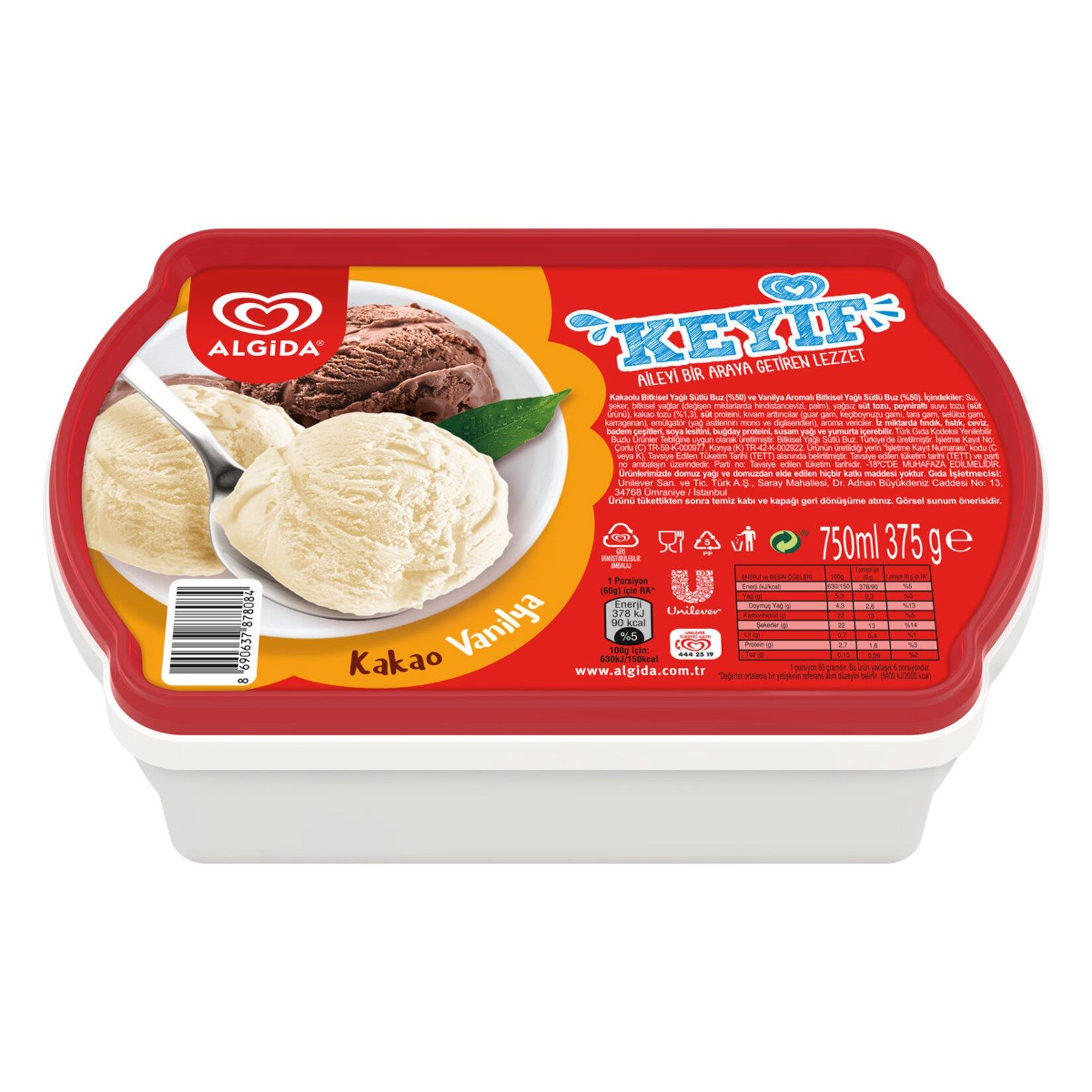 DondurmaAlgida Keyif Kakao Vanilya Dondurma 750 ml