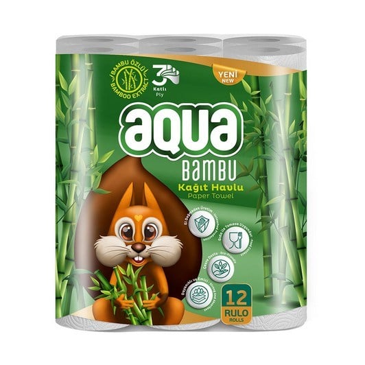 Kağıt HavluAqua Bambu Kağıt Havlu 12 Li 3 Katlı