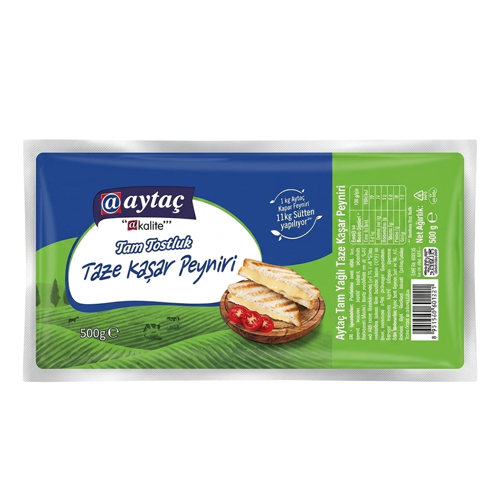 Taze KaşarAytaç Tam Tostluk Yağlı Taze Kaşar Peyniri 500 g