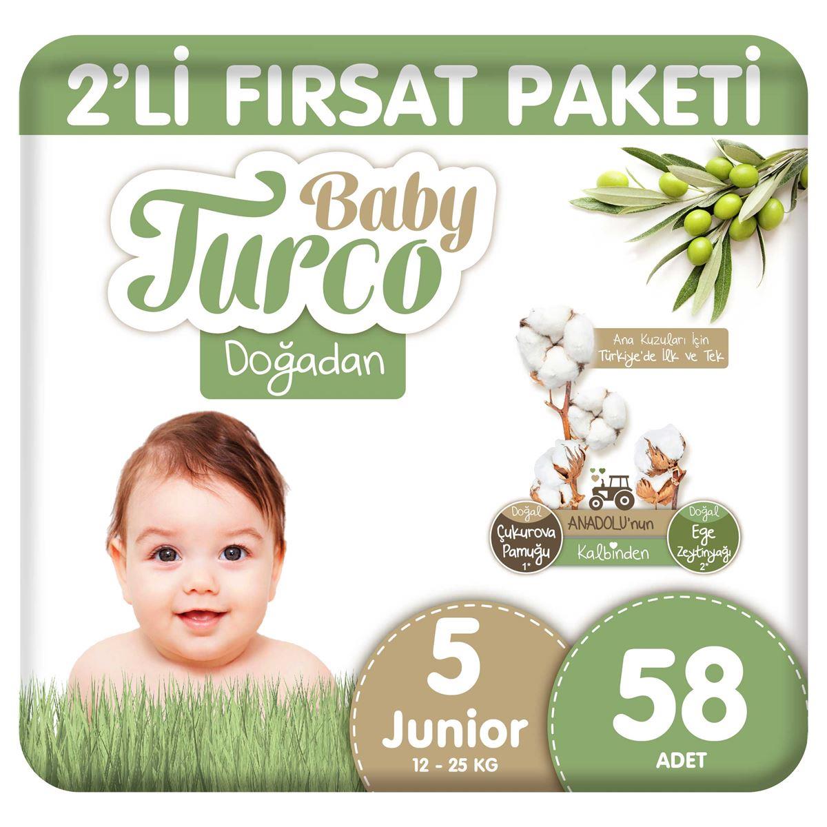 Bebek BezleriBaby Turco Doğadan 2 li Fırsat Pk 58 li Junior No 5