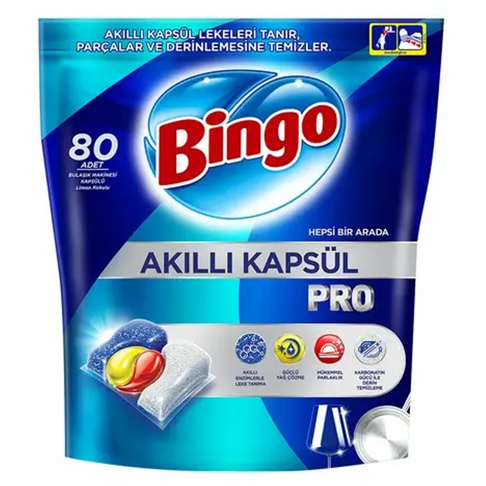 Bulaşık Makinesi TabletiBingo Bulaşık Akıllı Kapsül Pro 80 lı 1096 g
