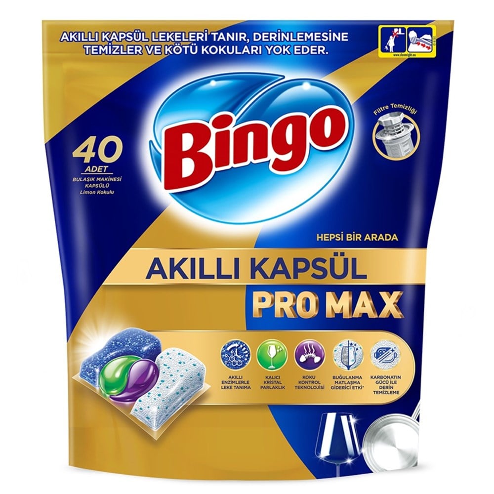 Bulaşık Makinesi TabletiBingo Bulaşık Akıllı Kapsül Pro Max 40 lı 548 g