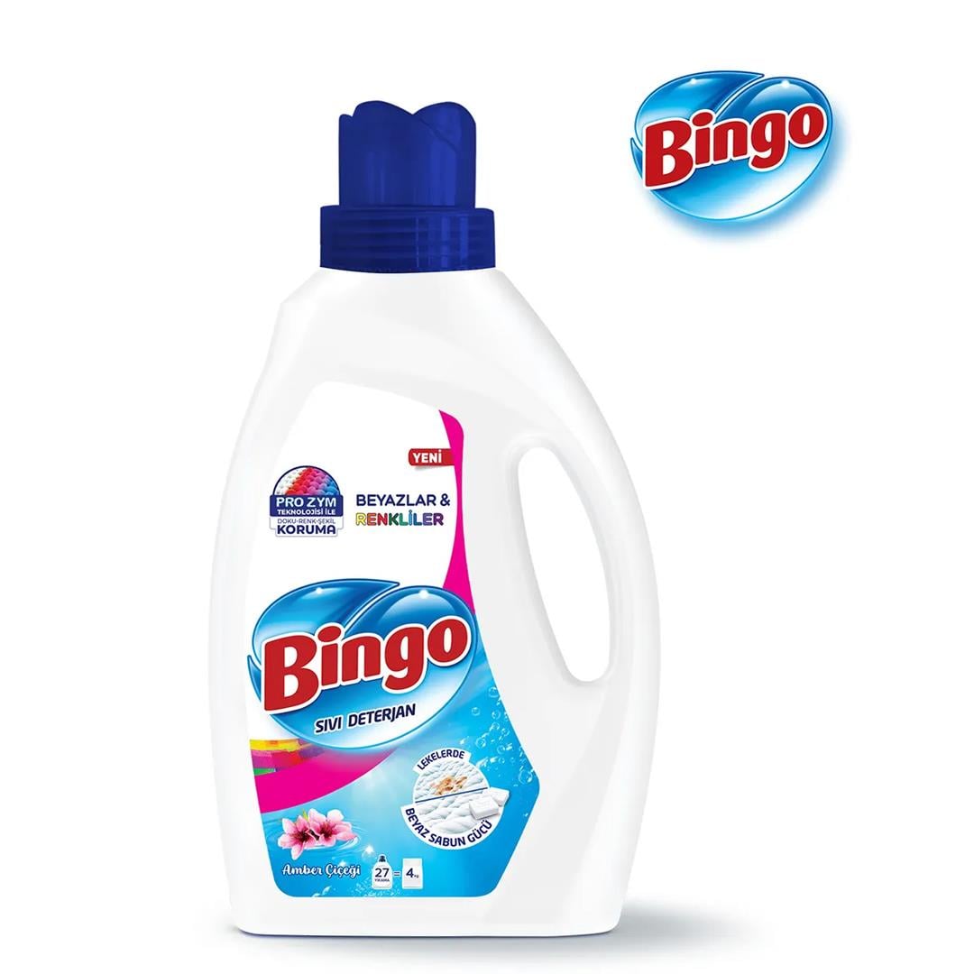 Sıvı Çamaşır DeterjanıBingo Sıvı Deterjan Beyazlar&Renkliler Amber Çiçeği 27 Yıkama