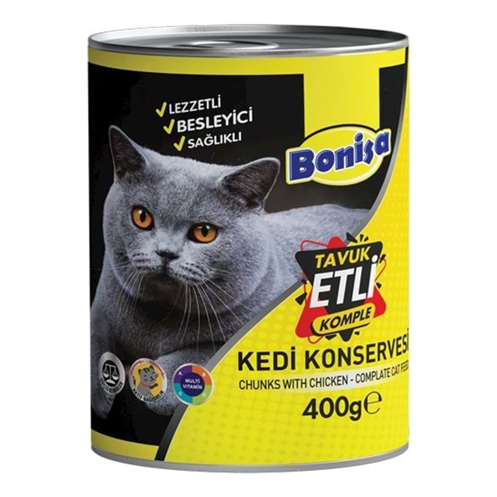 Bonisa Kedi Konservesi Parça Tavuk Etli 400 Gr.