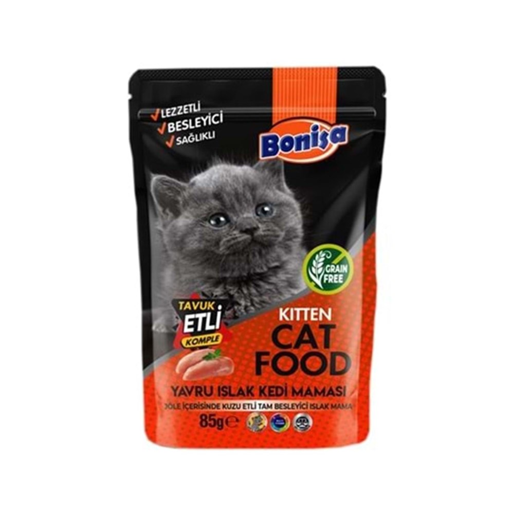 Bonisa Yavru Islak Kedi Maması 85 gr Tavuk Etli