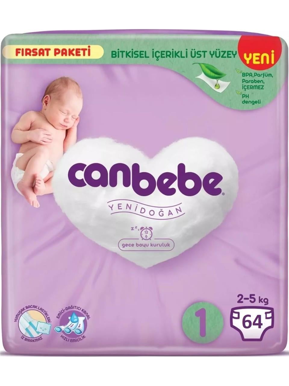 Bebek BezleriCanbebe Fırsat Paketi Bebek Bezi 2-5 kg No:1 Mini 64 lü