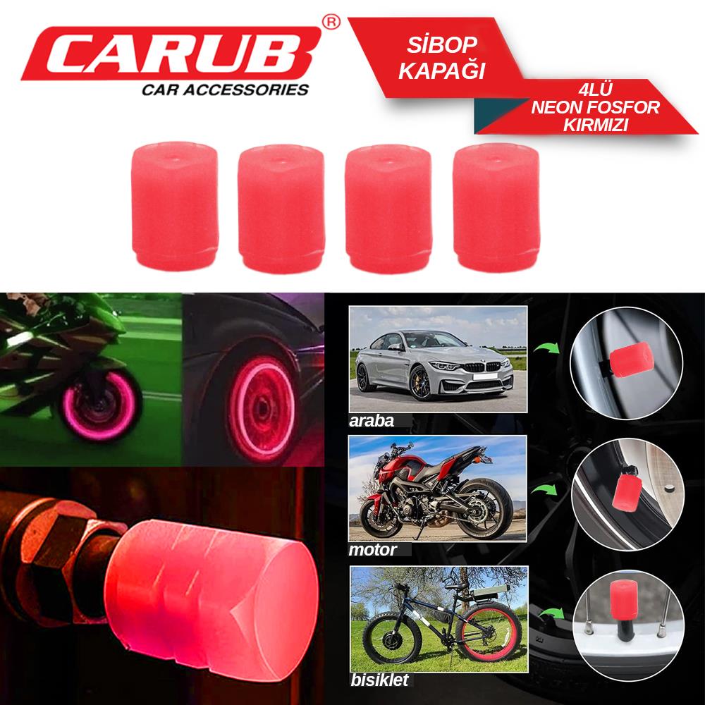 HırdavatCarub Sibop Kapağı 4 Lü Neon Fosfor Kırmızı