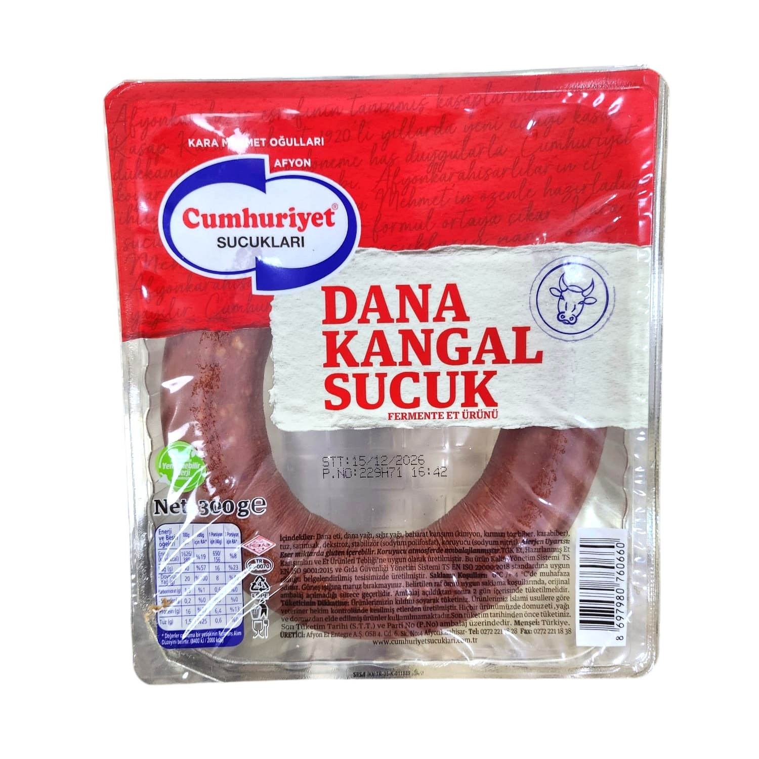 SucukCumhuriyet Sucuk Dana Kangal Fermente 300 g