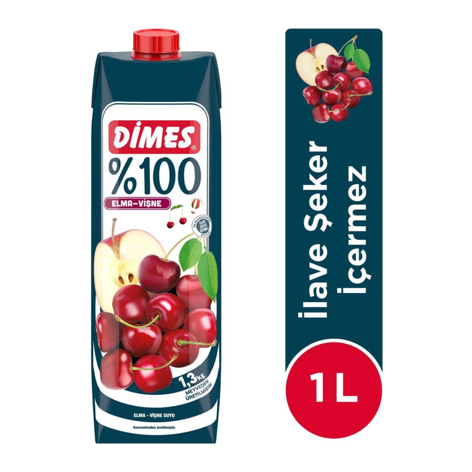 Meyve SuyuDimes %100 Elma Vişne 1 Lt