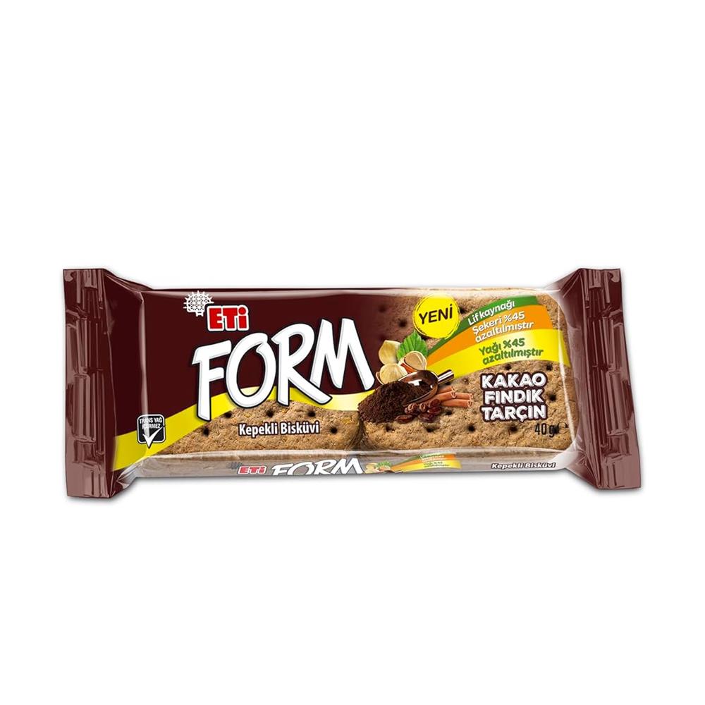 KrakerEti Form Kepekli Bisküvi Kakao Fındık Tarçın 40 Gr
