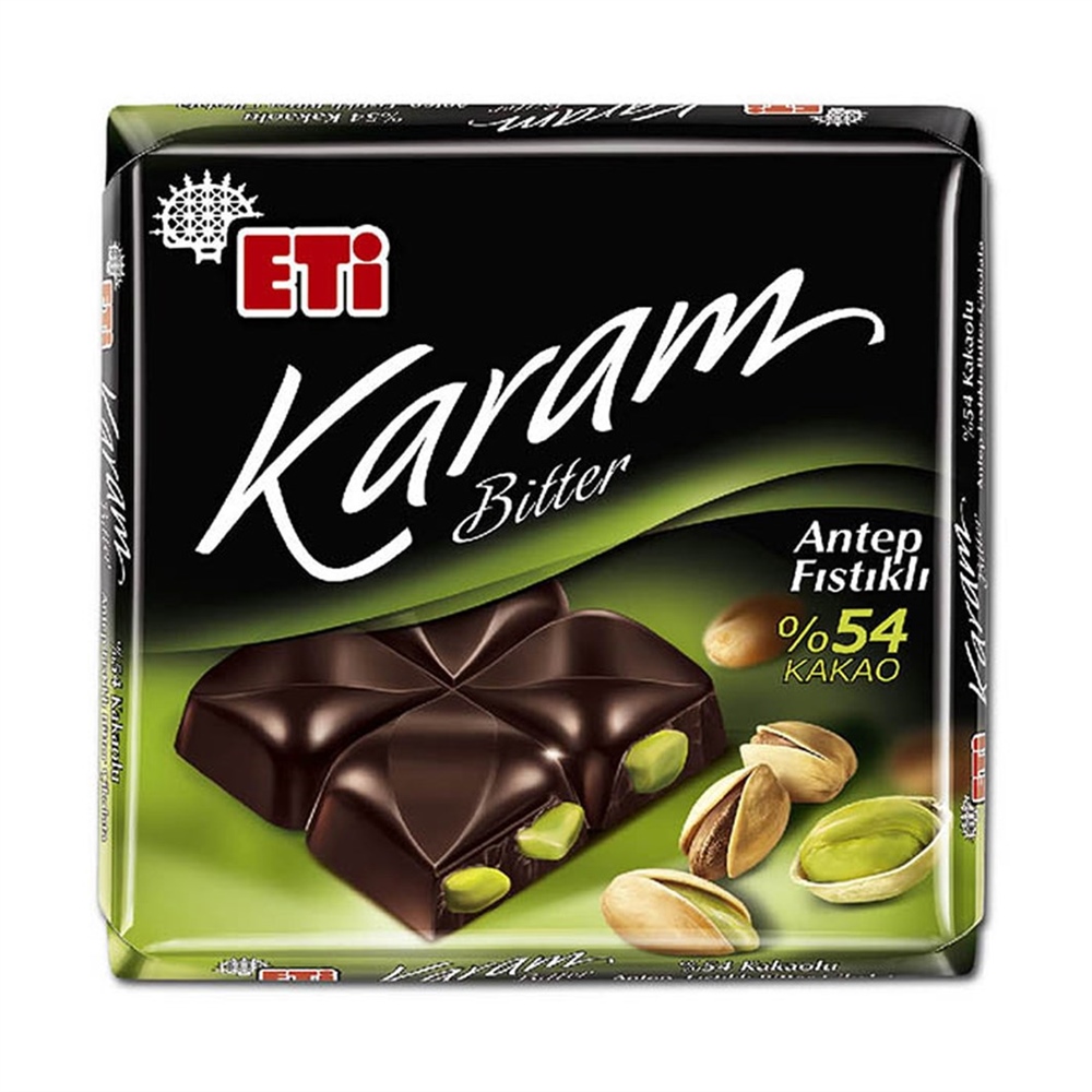 Eti Karam Antep Fıstıklı Bitter 60 Gr %54 Kakao