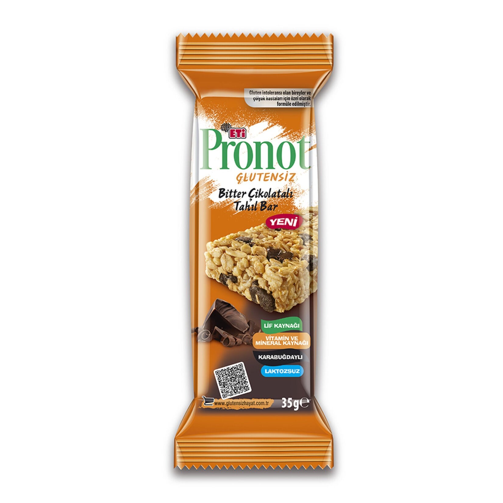 Sağlıklı AtıştırmalıkEti Pronot Glutensiz Bitter Çikolatalı Tahıl Bar 35 g