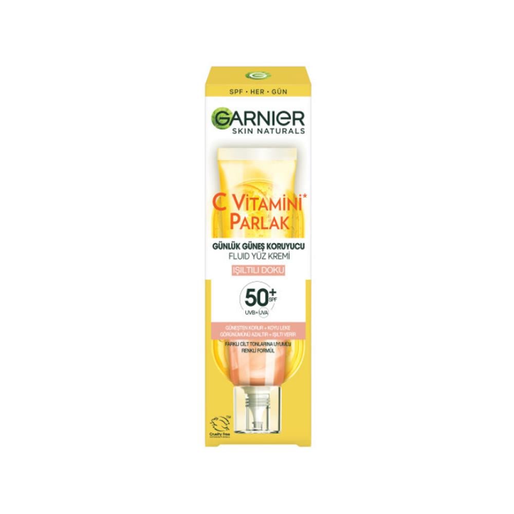 Yüz BakımGarnier C Vitamini Parlak Günlük Güneş Koruyucu Fluid Yüz Kremi Isıltılı Doku SPF50+ 40ml