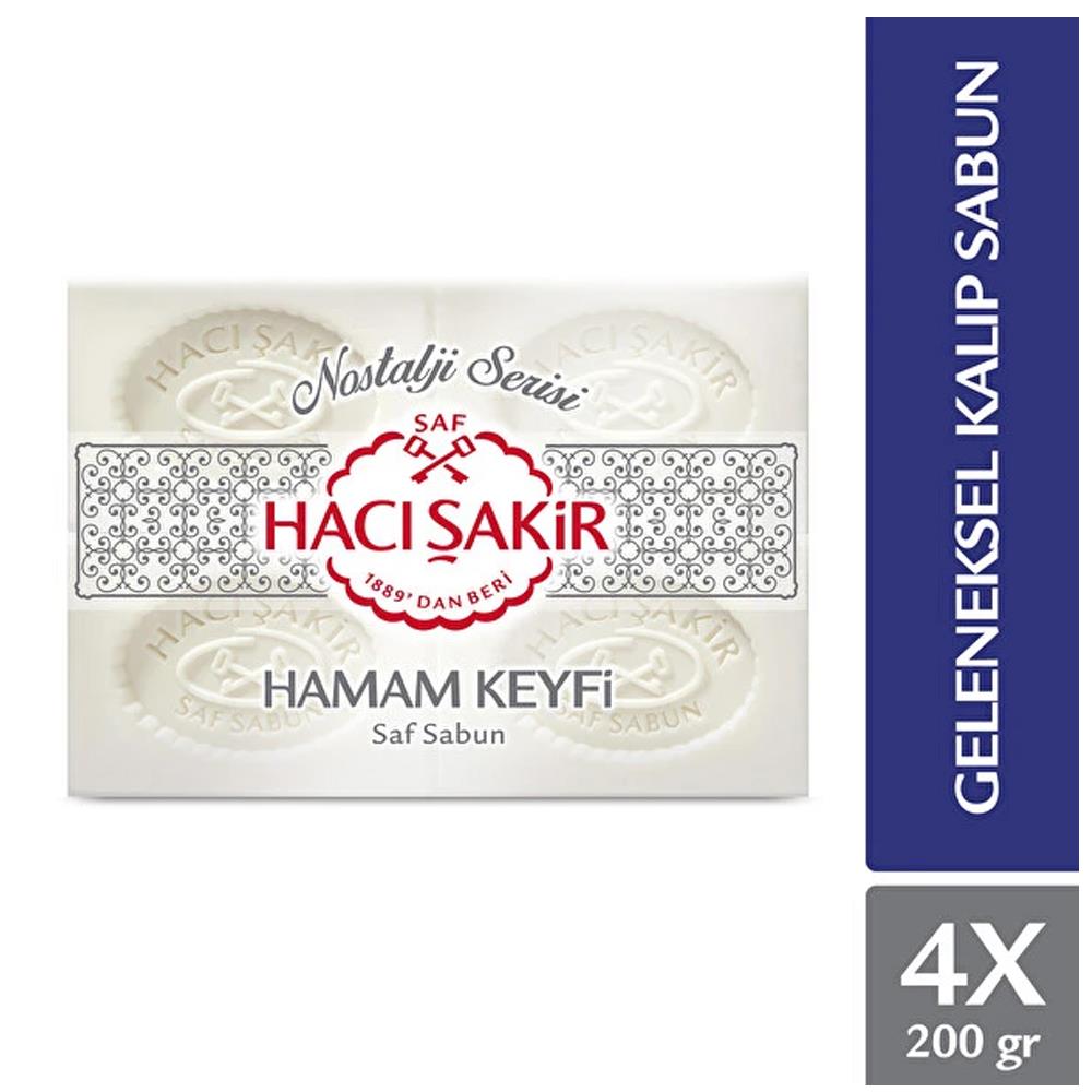 Katı, Sıvı SabunHacı Şakir Hamam Keyfi Saf Sabun 4Lü 200 gr (800 gr)