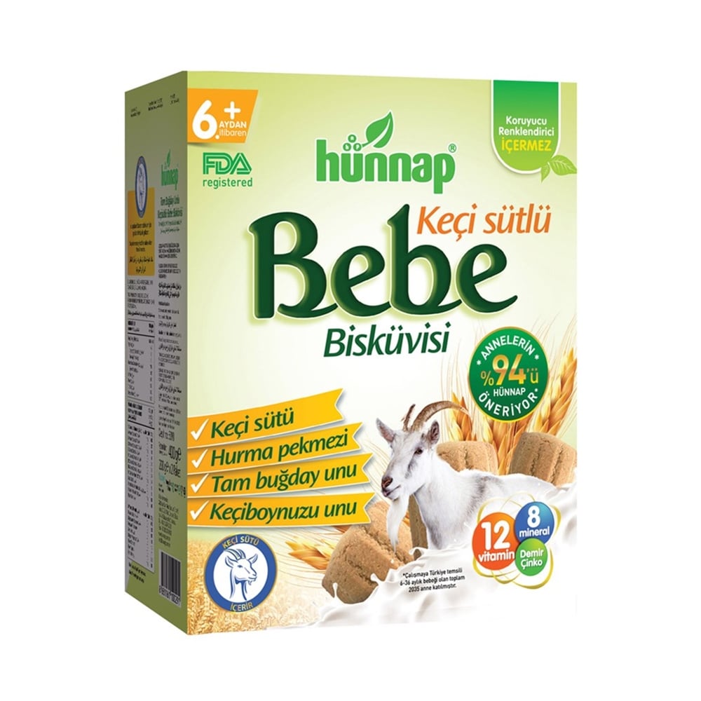 Hünnap Keçi Sütlü Bebe Bisküvisi 6+Ay 400g