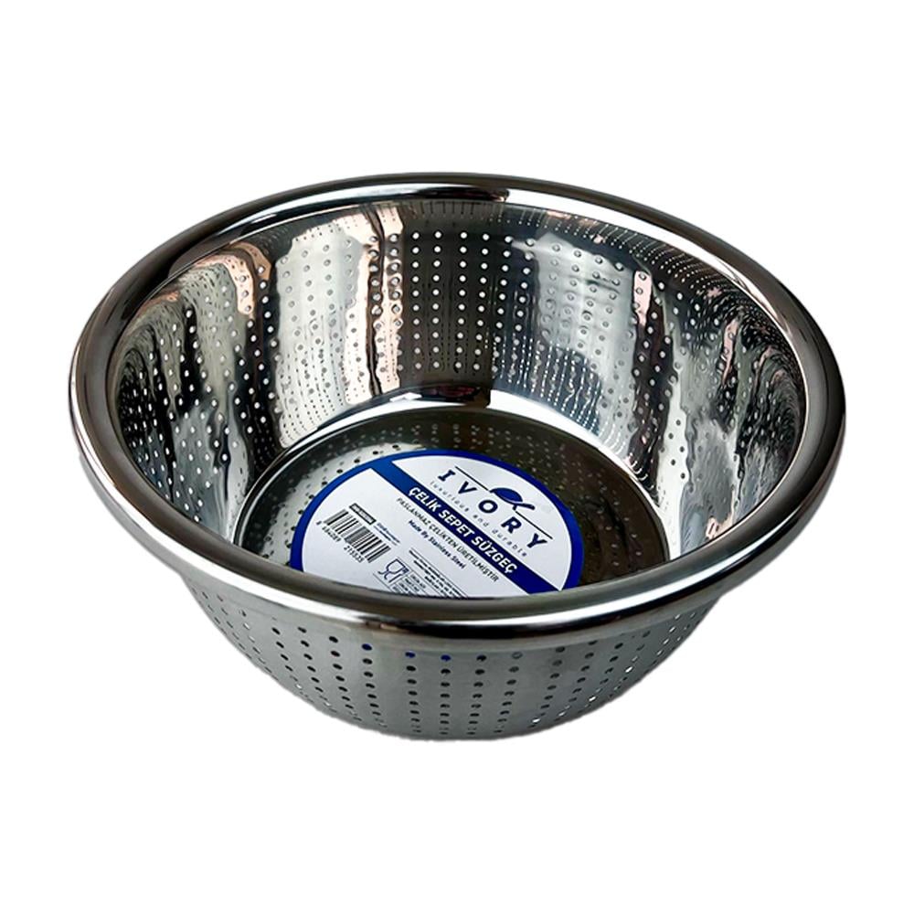 Süzgeçİvory Paslanmaz Çelik Sepet Süzgeç 28 cm