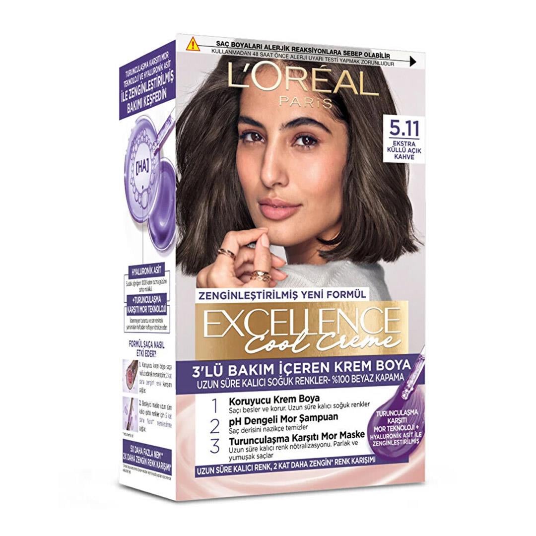 Saç BoyasıL'Oréal Paris Excellence Saç Boyası - 5.11 Ekstra Küllü Açık Kahve