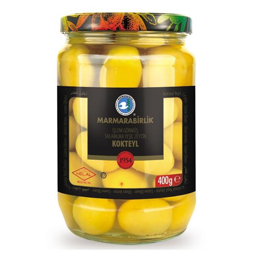 Marmara Birlik  Yeşil Zeytin Domat Kokteyl Cam 400 Gr.