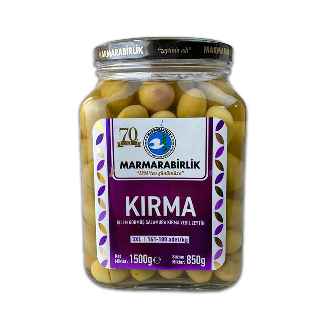 Yeşil ZeytinMarmara Birlik Kırma Yeşil Zeytin 850 Gr Cam 3xl
