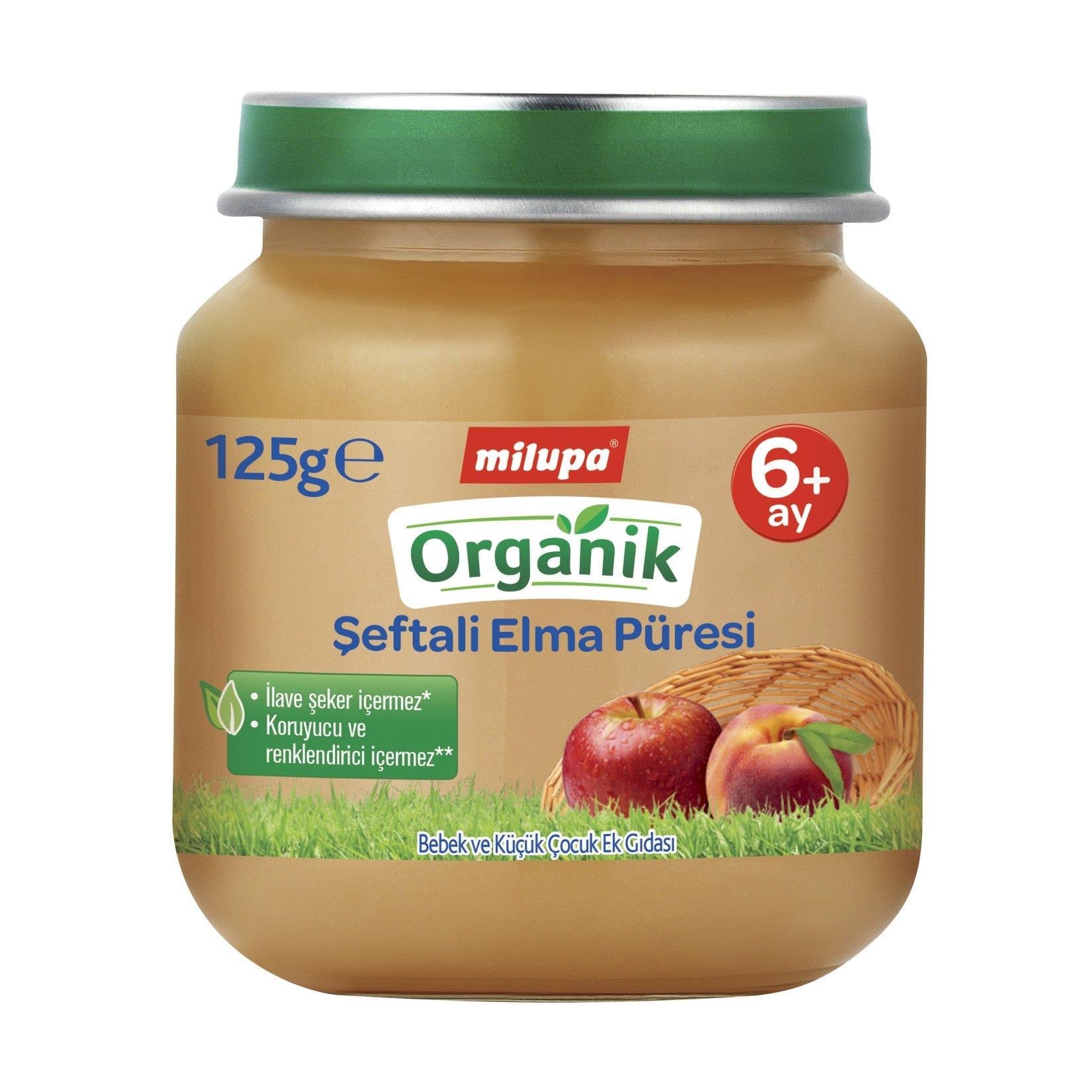 Bebek MamasıMilupa Organik Şeftali Elma (Kavanoz Maması) 125 Gr
