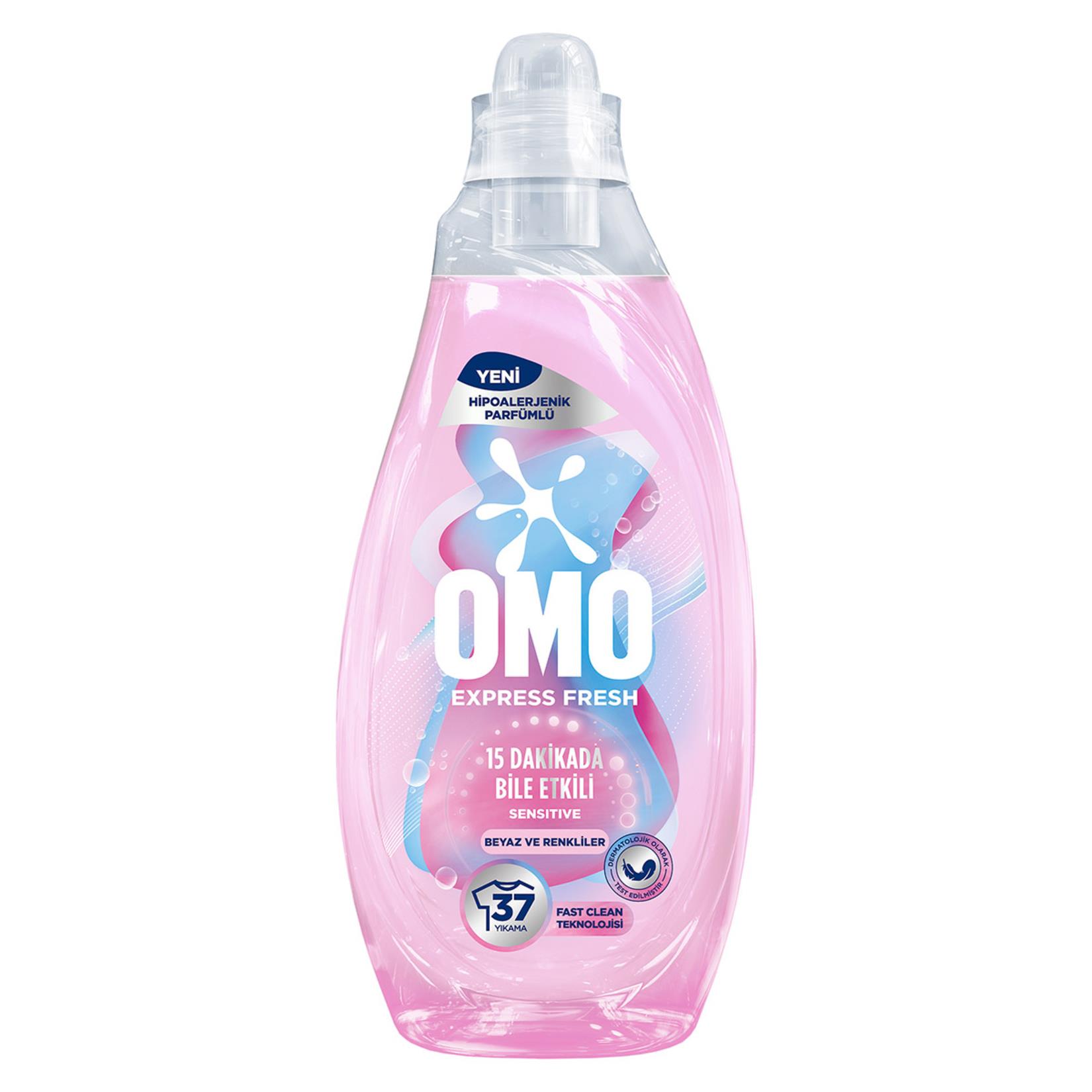 Sıvı Çamaşır DeterjanıOmo Sıvı Deterjan Express Fresh Beyaz ve Renkliler 37 Yıkama 1480 ml