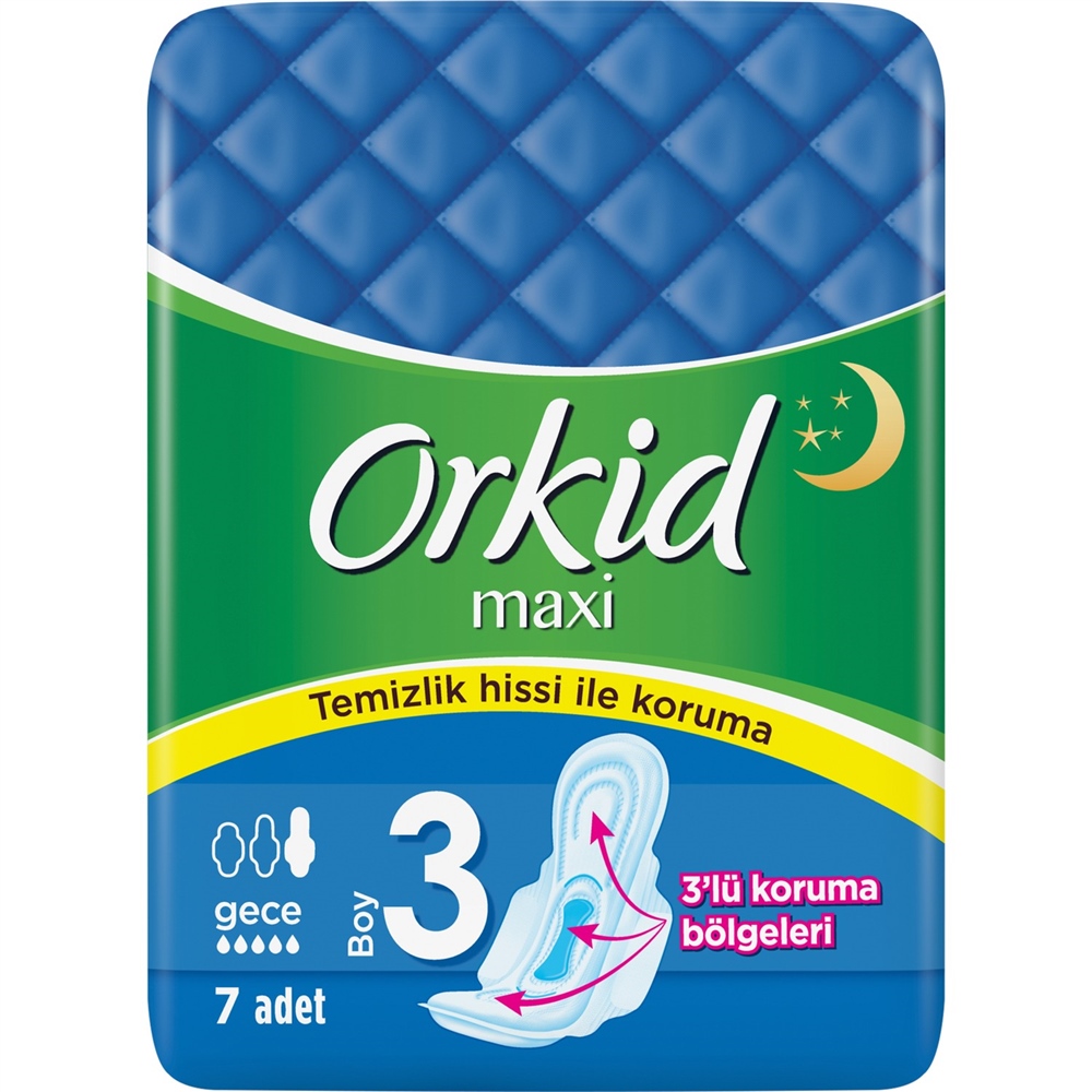 Orkid Maxi Hijyenik Ped Gece Tekli Paket 7li