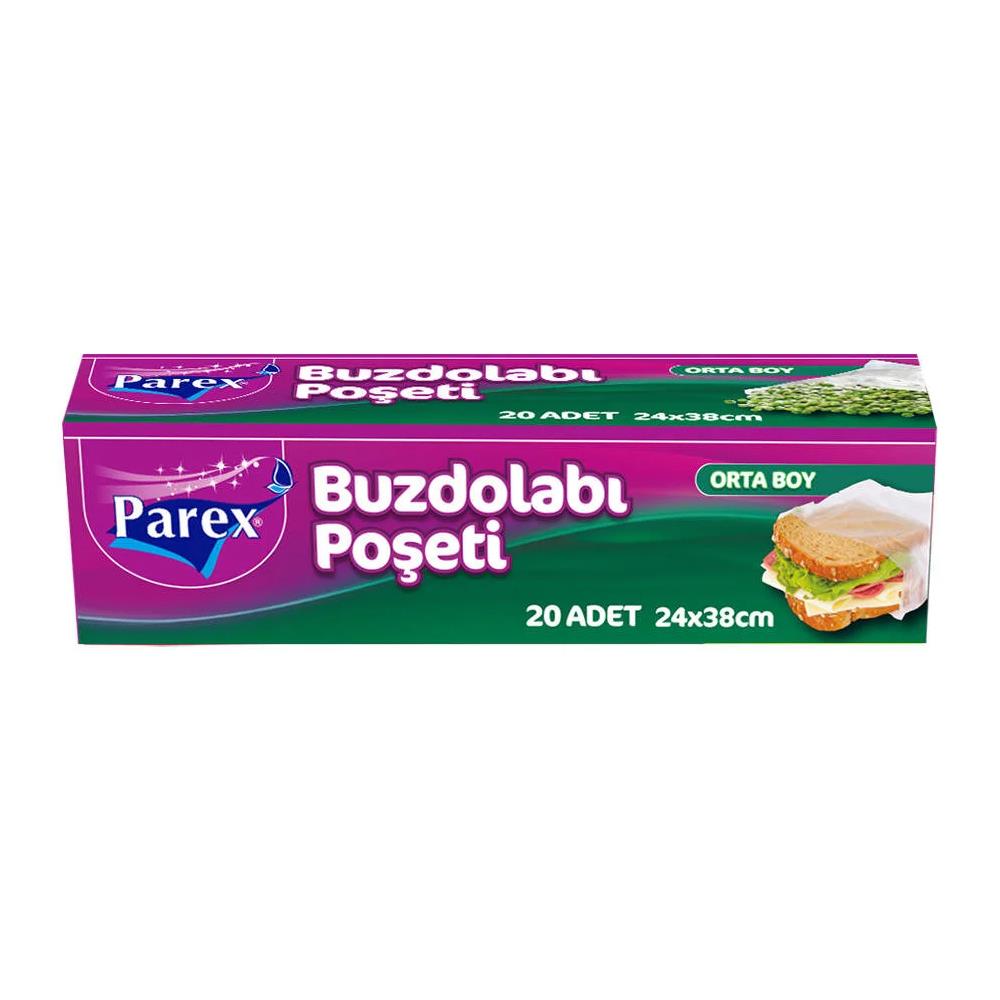Dondurulmuş Gıda TorbasıParex Buzdolabı Poşeti Orta Boy 24*38 cm 20 li