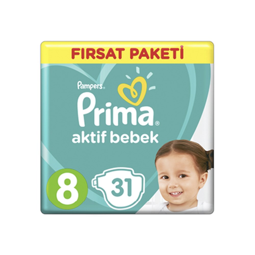 Prima Bebek Bezi Aktif Bebek 8 Beden 17+ 31 Adet Fırsat Paketi