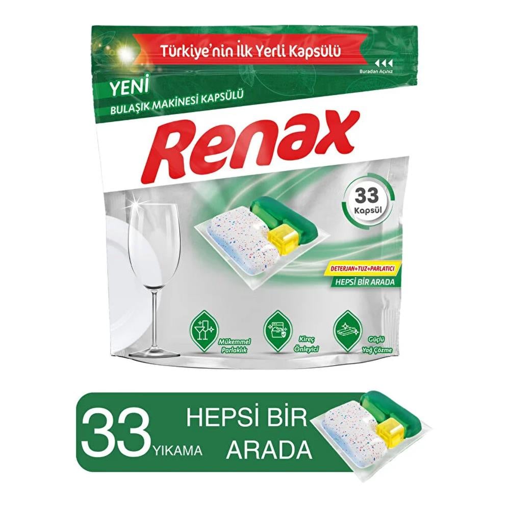 Bulaşık Makinesi TabletiRenax Bulaşık Makine Kapsülü 33 Lü