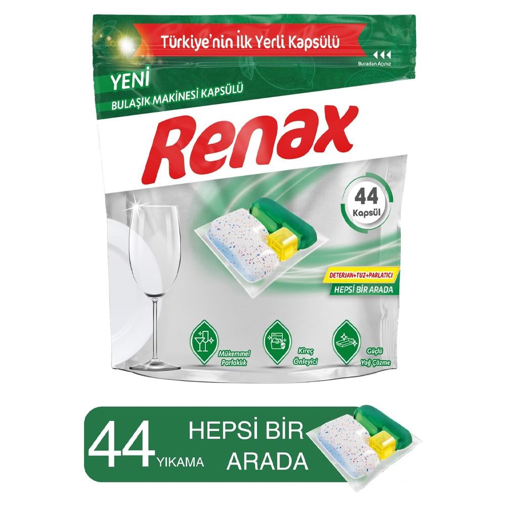 Bulaşık Makinesi TabletiRenax Bulaşık Makine Kapsülü 44 Lü