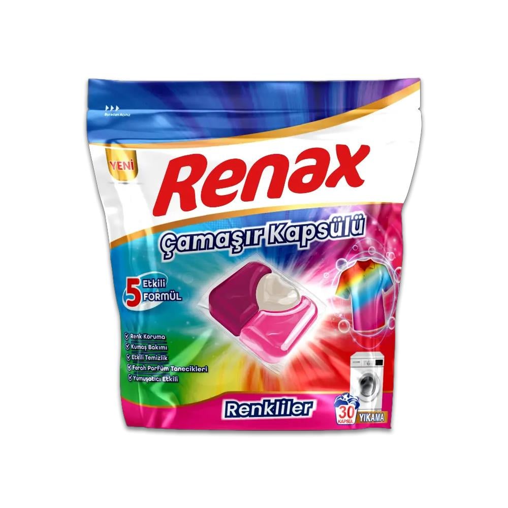 Çamaşır DeterjanıRenax Çamaşır Kapsülü Renkliler 30 lu 480 g