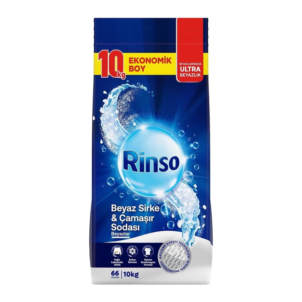 Toz DeterjanRinso Toz Çamaşır Deterjanı Beyaz Sirke ve Çamaşır Sodası 10 Kg