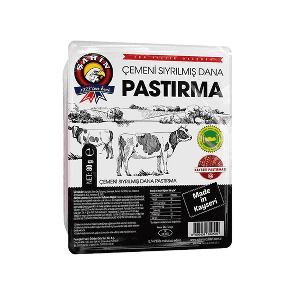 Şahin Pastırma 80 Gr Seçme Dana