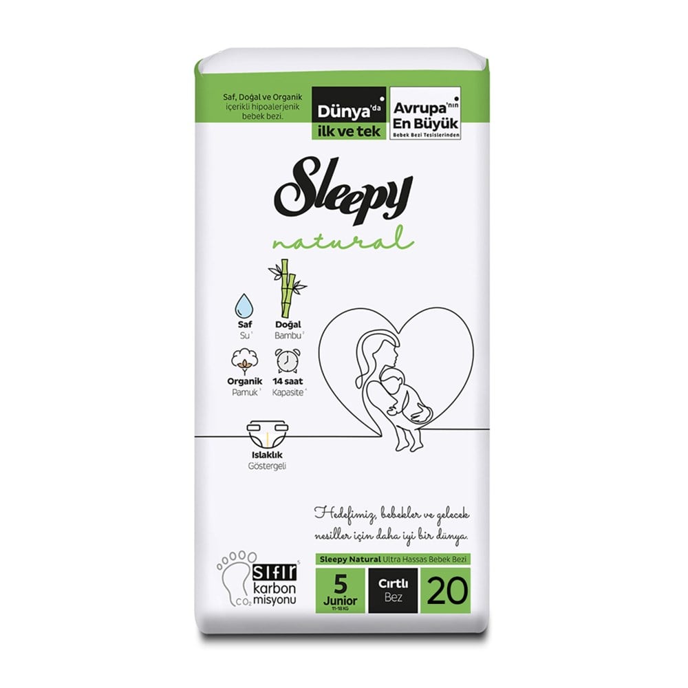 Sleepy Natural Bebek Bezi 5 Beden Junior 11-18Kg -20 li