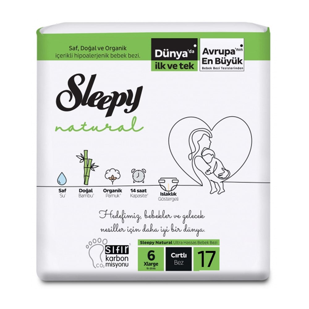 Sleepy Natural Bebek Bezi 6 Beden Xlarge 15-25Kg -17'li