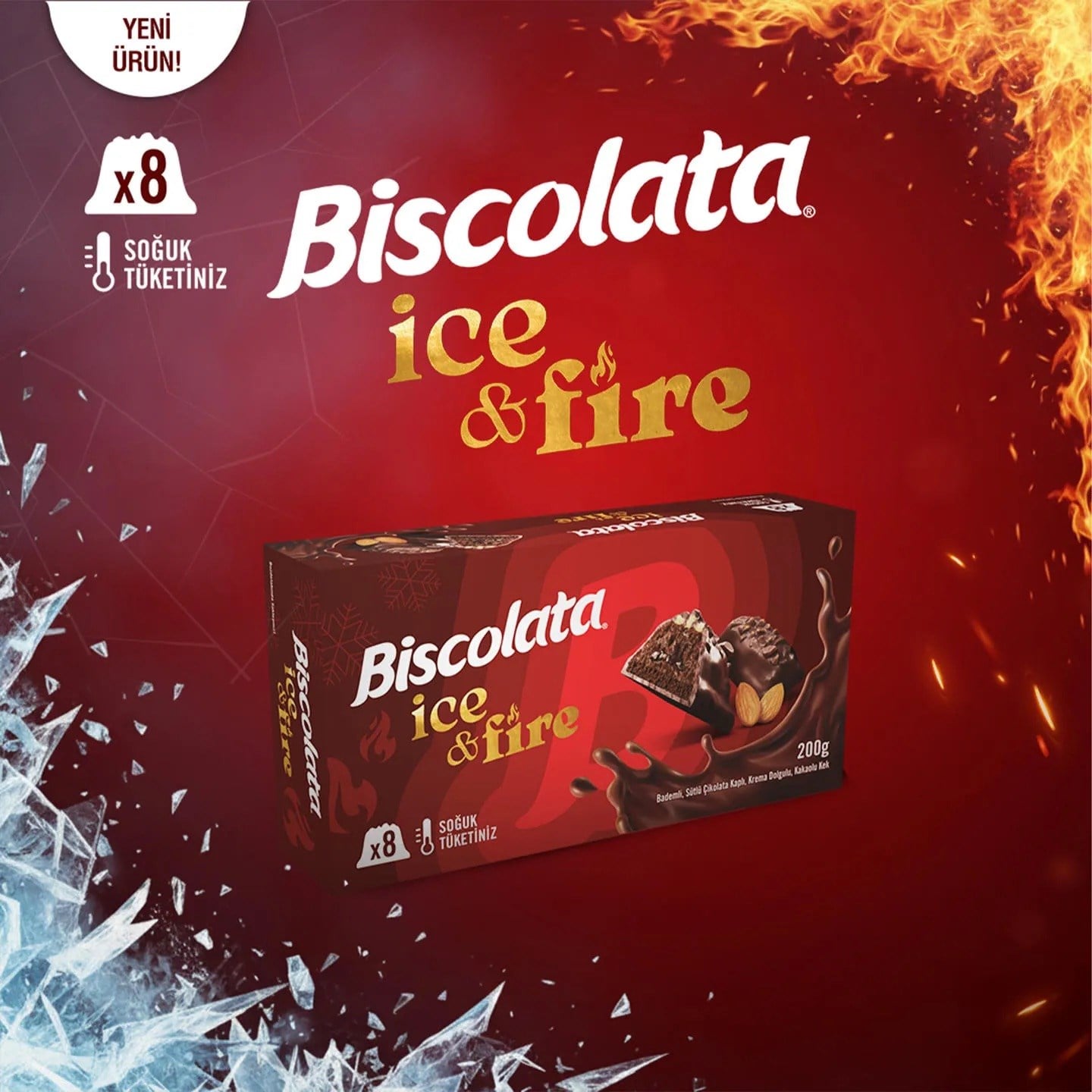 KekŞölen Biscolata Ice & Fire Bademli Kakaolu Kek 200 g