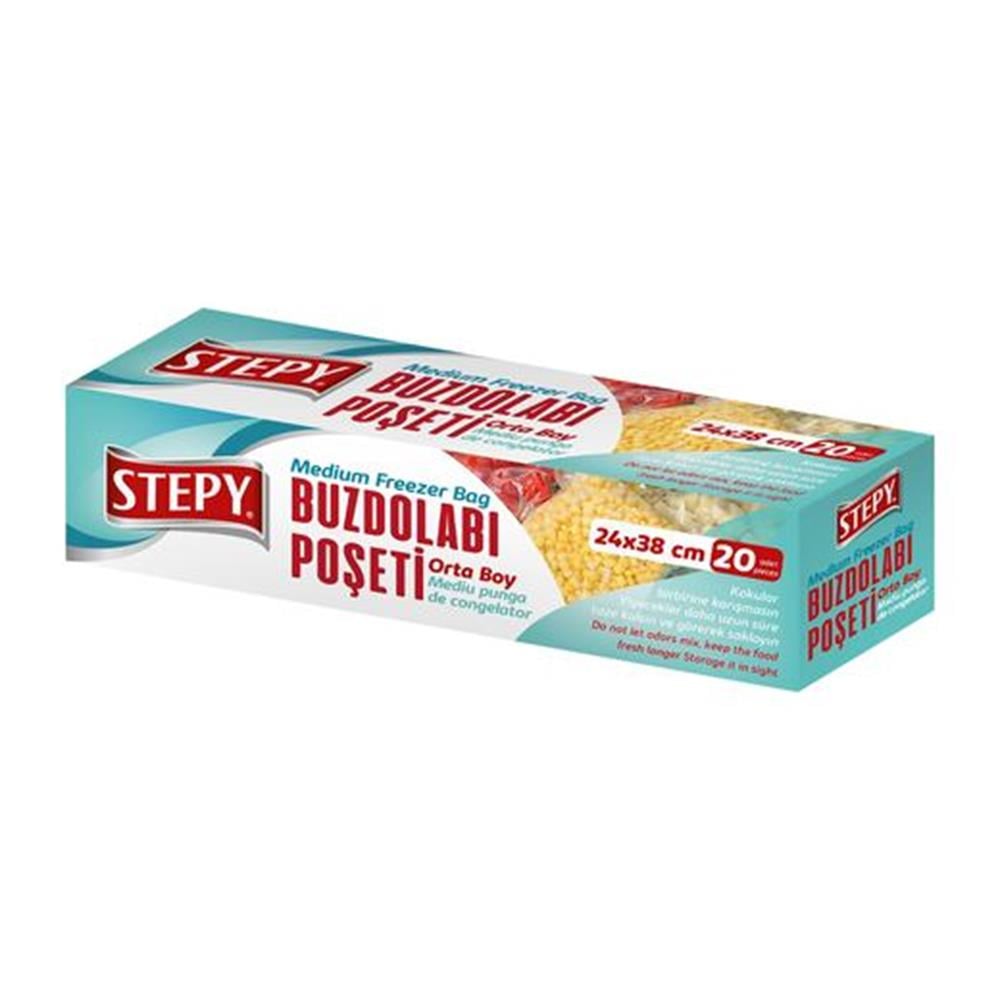 Stepy Buzdolabı Poşeti Orta Boy 20 Adet ( 24x38 cm)