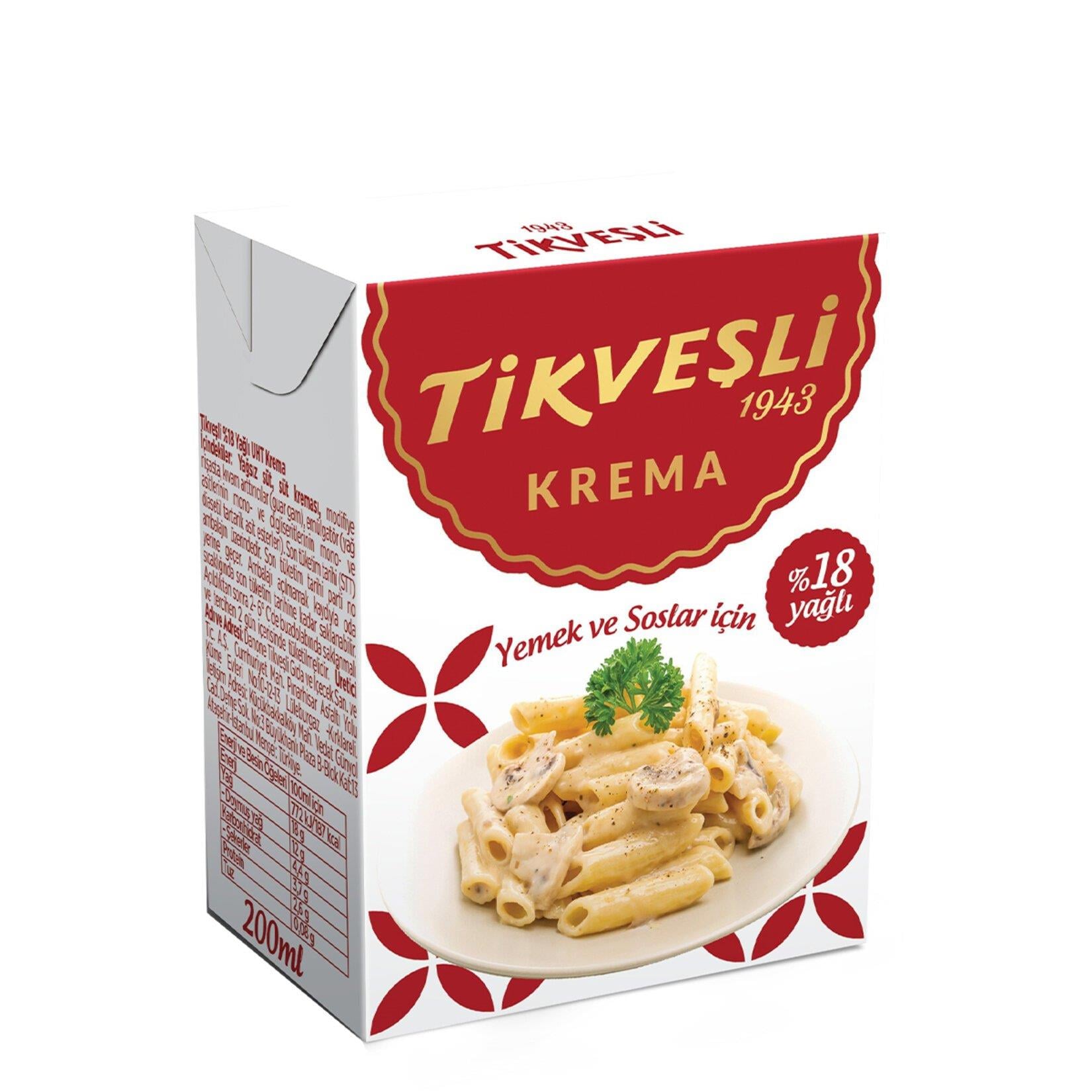 Krema ve SosTikveşli %18 Yağlı Krema 200 Ml