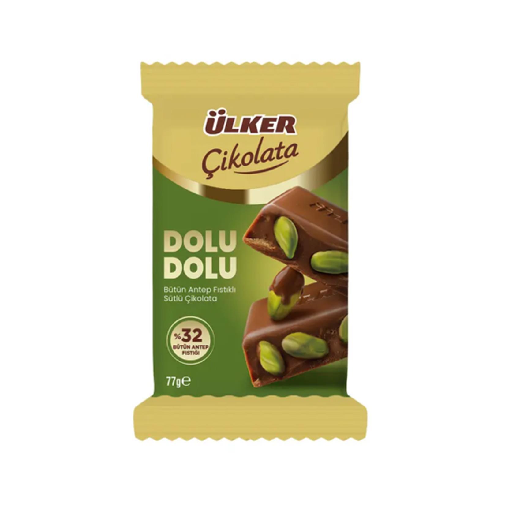 ÇikolataÜlker Çikolata Dolu Dolu %32 Bütün Antep Fıstığı Tablet 77 Gr