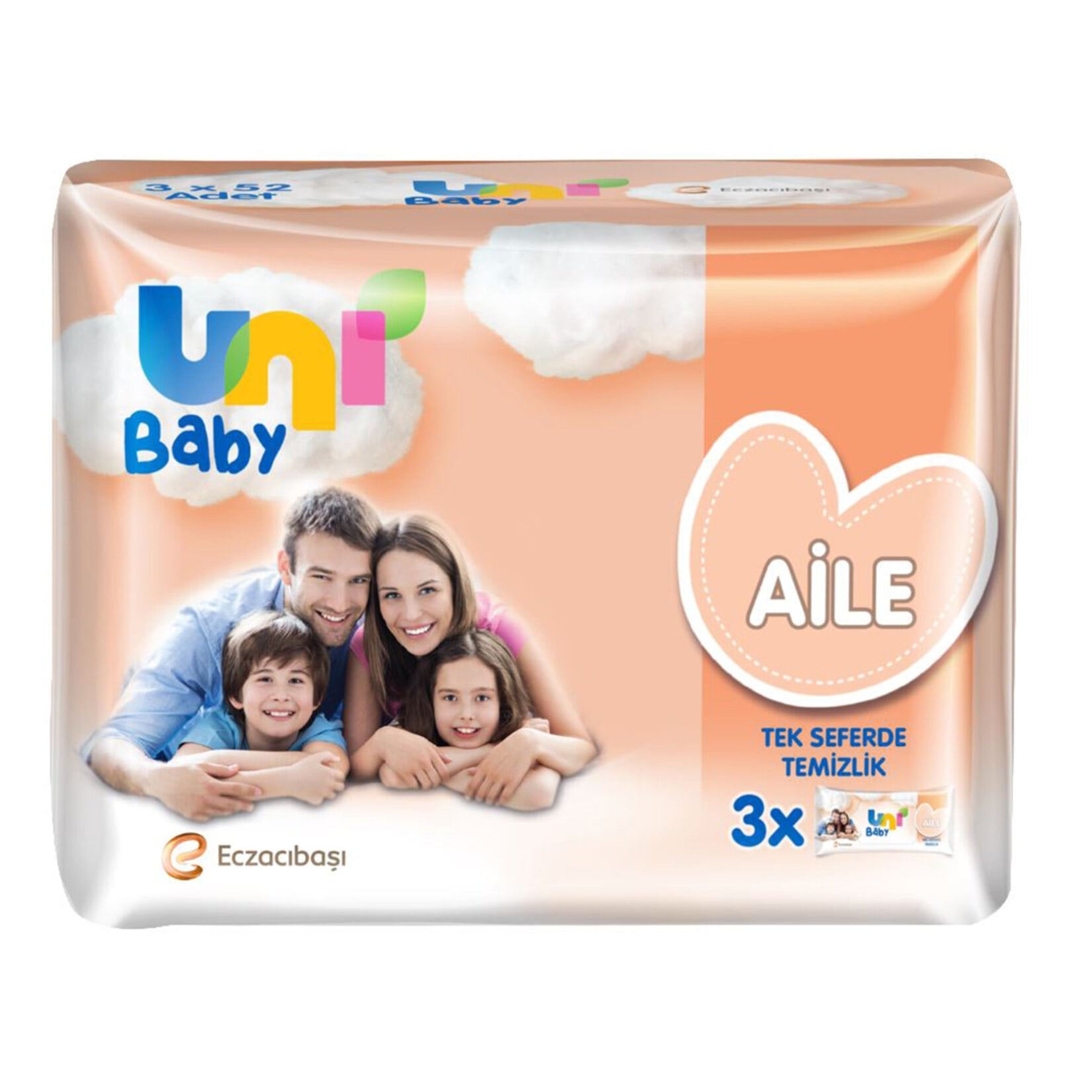 Tuvalet KağıdıUni Baby Aile Islak Mendil 3 x 52 Adet