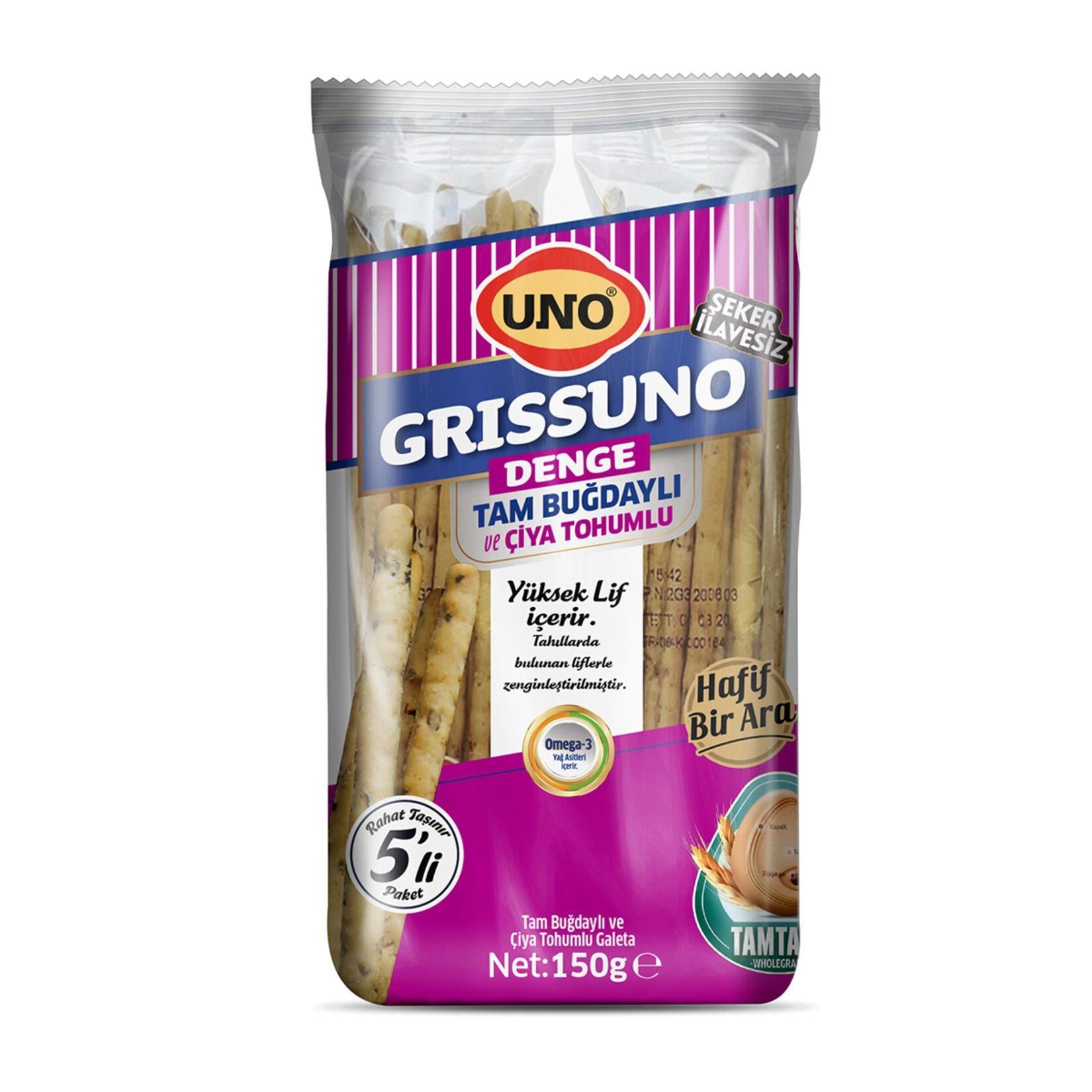 Galeta, Grissini, GevrekUno Grıssuno 150 Gr Tam Buğday Ve Çiya Tohumlu