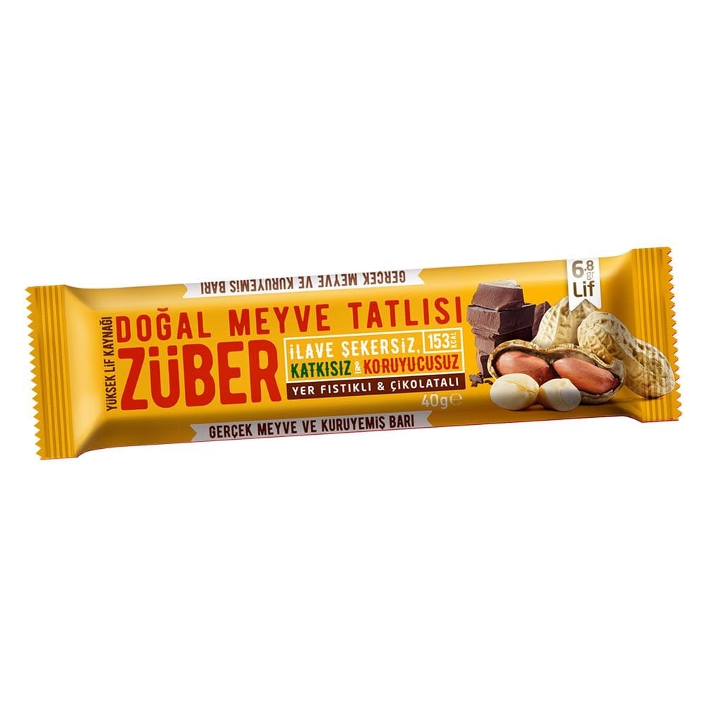 Züber Çikolata Yer Fıstıklı Kakaolu 40 Gr