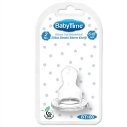 Baby Time Biberon Silikon Emzik Damaklı 6-18 Bt100
