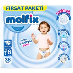 Bebek BezleriMolfix Bantlı Bebek Bezi Fırsat Pk Extra Large Beden:6 (15+kg) 38 li
